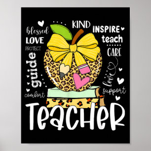 Zurück zur Schule Lehrer Leopard Bogen Frauen Mädc Poster