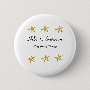 Zurück zur Schule Lehrer Name goldene Sterne Werts Button