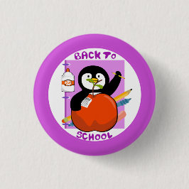 Zurück zur Schule Lila Pinguin Button