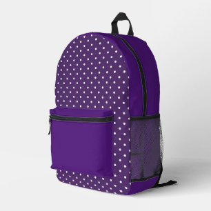 Zurück zur Schule Lila weiße Polka-Punkte Bedruckter Rucksack