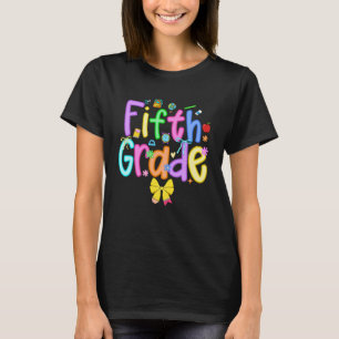 Zurück zur Schule Mädchen der fünften Klasse Bogen T-Shirt