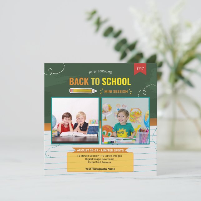 Zurück zur Schule Mini-Session-Vorlage (Stehend Vorderseite)