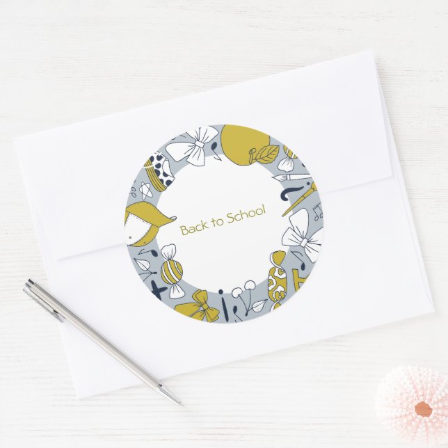 Zurück zur Schule mit Darling Little Things Sticke Runder Aufkleber (Umschlag)