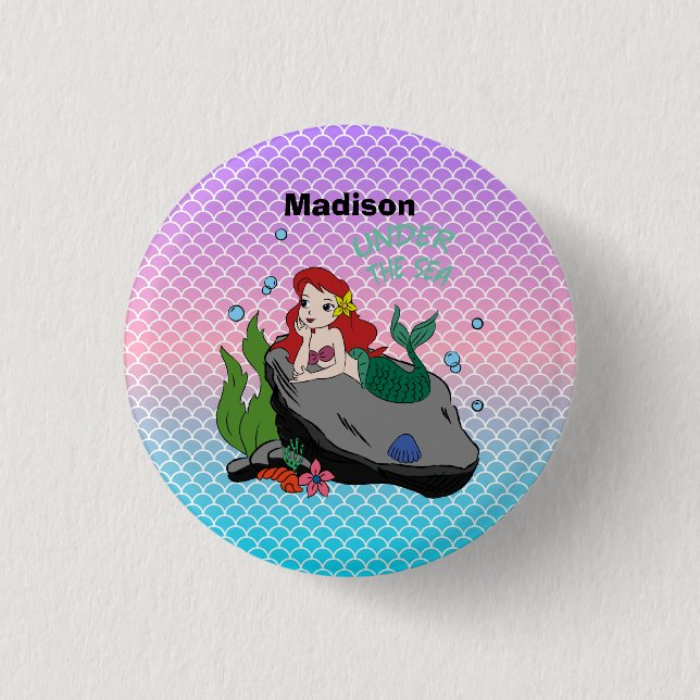 Zurück zur Schule mit Meerjungfrauen und dem Meer Button (Vorderseite)