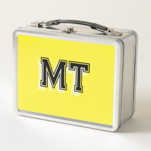 Zurück zur Schule monogrammiertes Initial Gelb Metall Brotdose