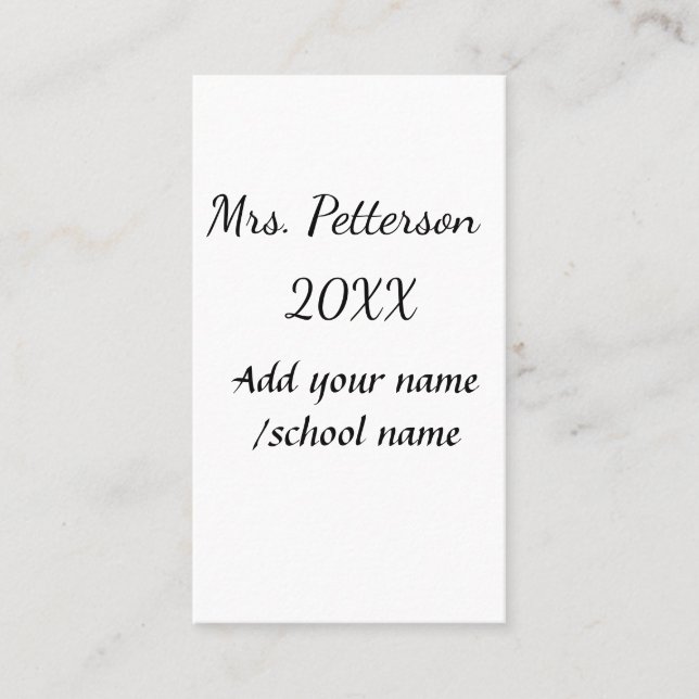 Zurück zur Schule Name der Lehrerin Jahr der Schul Visitenkarte (Vorderseite)