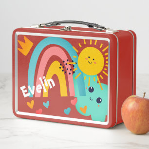 Zurück zur Schule Niedlich Happy Sunny Rainbow C Metall Brotdose