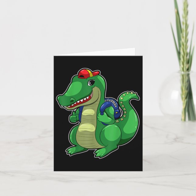 Zurück zur Schule Niedliches Crocodile Funny Croc  Karte (Vorderseite)