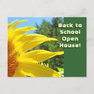 Zurück zur Schule Open House! Party Herbst Sonnenb Einladungspostkarte