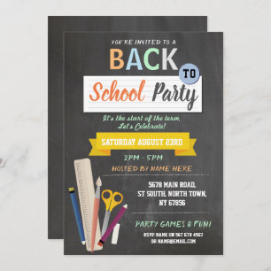 Zurück zur Schule Party Lehrer Chalkboard Spaß ein Einladung