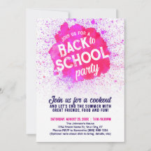 Zurück zur Schule Party Paint Splatter Einladung -