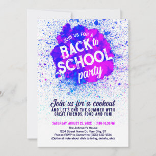 Zurück zur Schule Party Paint Splatter Einladung