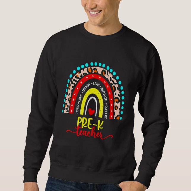 Zurück zur Schule Pre-K-Lehrer Boho-Leopard-Regenb Sweatshirt (Vorderseite)
