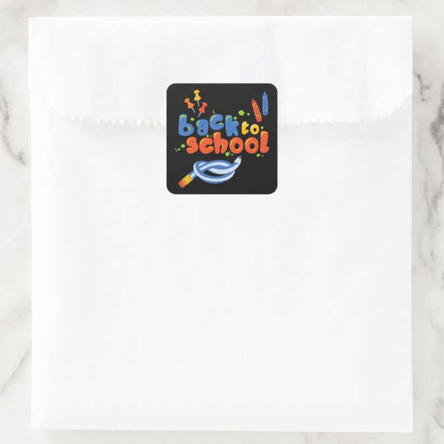 Zurück zur Schule Quadratischer Aufkleber (Tasche)