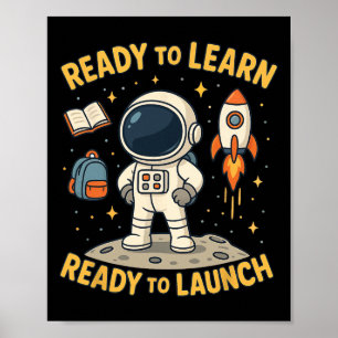 Zurück zur Schule Raketenstart Weltraum Lernen Sch Poster