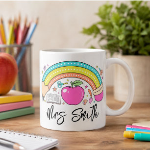 zurück zur Schule Regenbogen Lehrer Leben Kaffeetasse