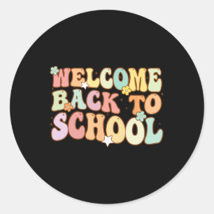 Zurück zur Schule Retro erster Schullehrertag Runder Aufkleber