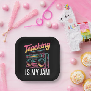 Zurück zur Schule Retro-Lehrer ist mein Ding 80er  Pappteller