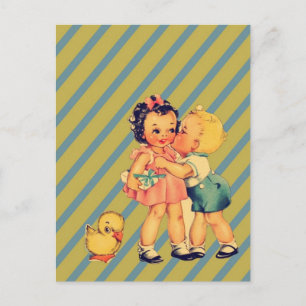 zurück zur Schule Retro-Muster kitsch Vintage Kind Postkarte