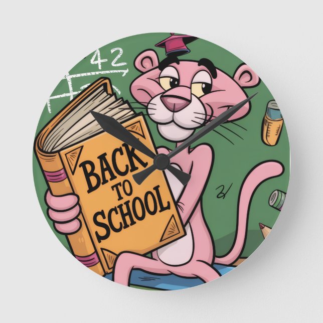 Zurück zur Schule  Runde Wanduhr (Vorderseite)
