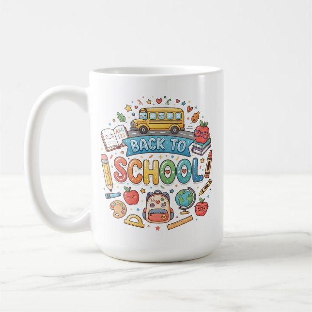 Zurück zur Schule. Süß. Bunt. Tasse (Links)