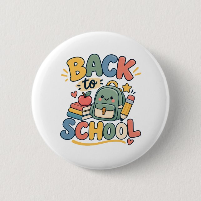 Zurück zur Schule Süße Kawaii Schulmaterialien Button (Vorderseite)