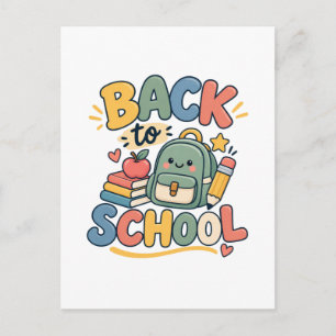 Zurück zur Schule Süße Kawaii Schulmaterialien Postkarte