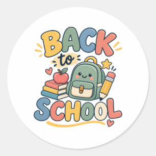 Zurück zur Schule Süße Kawaii Schulmaterialien Runder Aufkleber