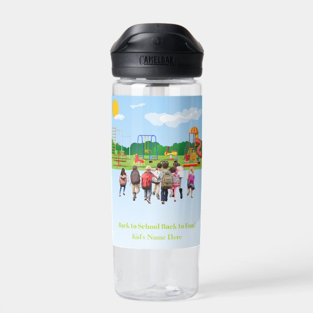 Zurück zur Schule Süße Kinder Schüler  Trinkflasche (Rückseite)