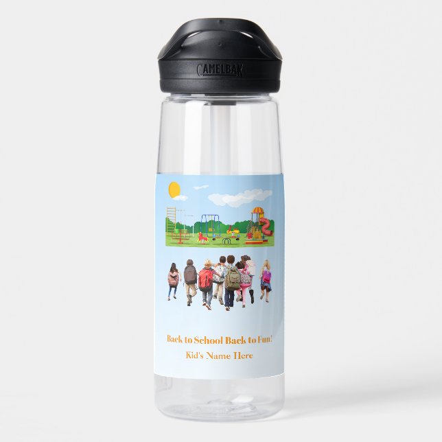 Zurück zur Schule Süße Kinder Schüler  Trinkflasche (Rückseite)