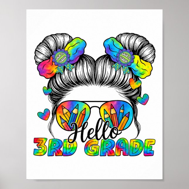 Zurück zur Schule Tie Dye Hallo 3. Klasse Messy Bu Poster (Vorne)