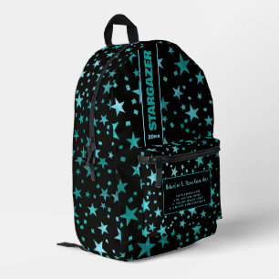 Zurück zur Schule Türkis Blue Black Starnight Bedruckter Rucksack
