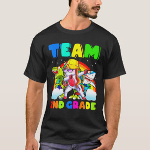 Zurück zur Schule Unicorn Dinosaur Shark Team 2nd T-Shirt