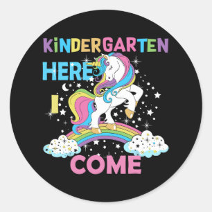 Zurück zur Schule Unicorn Hallo Erster Tag Kinderg Runder Aufkleber