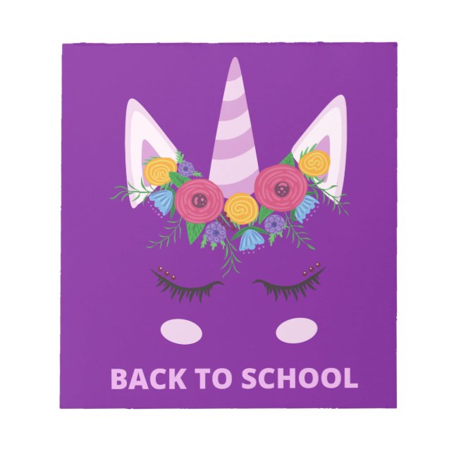 Zurück zur Schule Unicorn Notizblock (Vorderseite)
