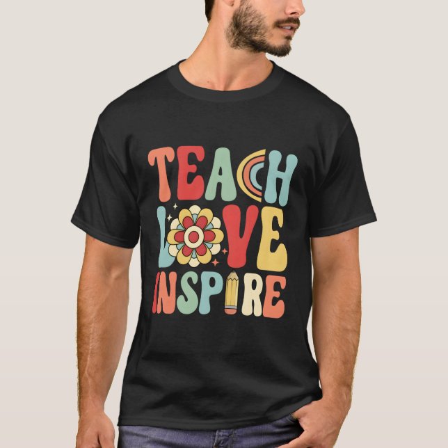 Zurück zur Schule Unterricht Liebe und Inspirier L T-Shirt (Vorderseite)