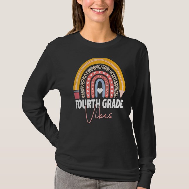 Zurück zur Schule Vibes Rainbow Leopard Tee der vi (Vorderseite)