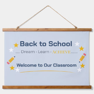 Zurück zur Schule Wandteppich   Klassenzimmer Wand Mit Holzrahmen