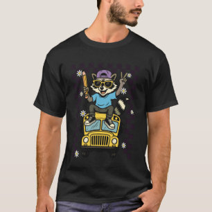 Zurück zur Schule Waschbär Schulbus Erster Schulta T-Shirt