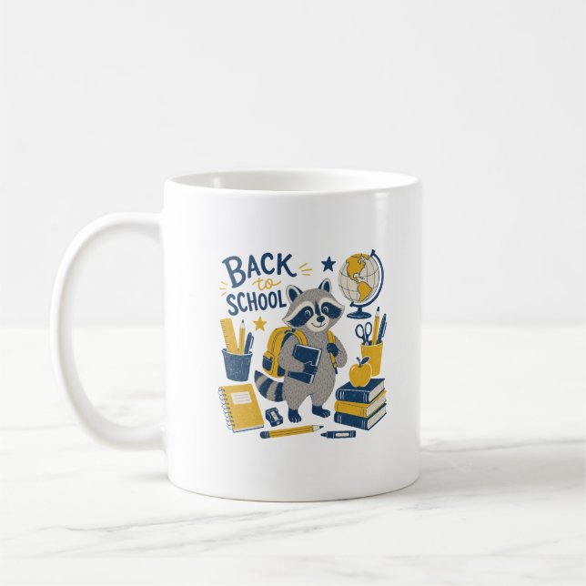Zurück zur Schule Waschbär Tasse (Links)