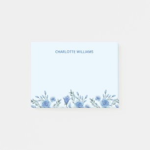 Zurück zur Schule Wasserfarbe Blau Floral Lehrer Post-it Klebezettel