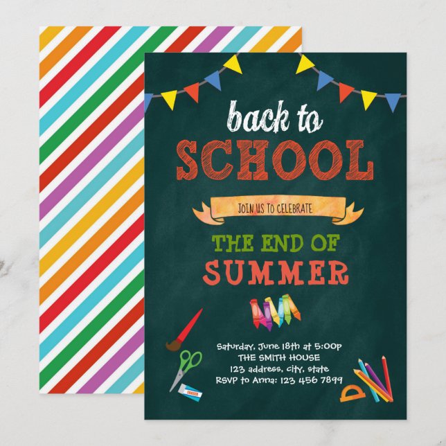 Zurück zur Schule Wort laden Einladung (Vorne/Hinten)