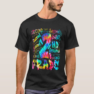 Zurück zur Schule Zweite 2. Klasse Tie Dye Typogra T-Shirt