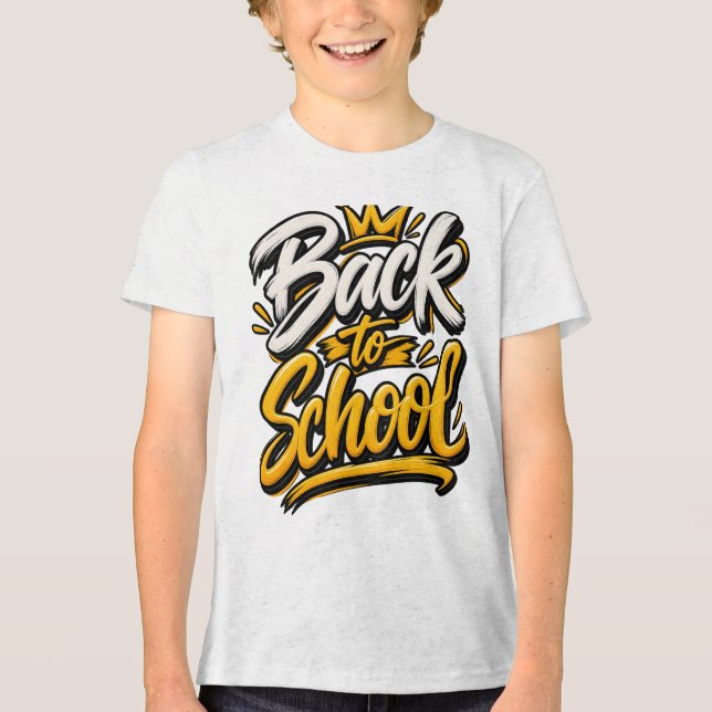 Zurück zur Schulkrone Schrift Tri-Blend Shirt (Vorderseite)