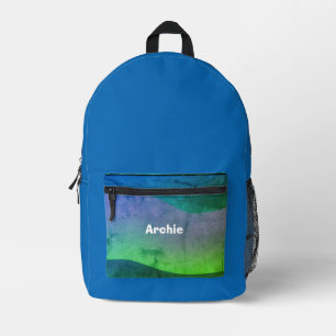 Zurück zur Uni Varsity School Reisen Rustikal Blau Bedruckter Rucksack