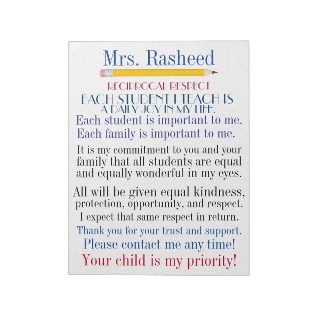 Zurück zur Verpflichtung der Eltern zur Schule Notizblock (Rotiert)