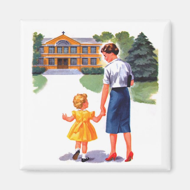 Zurück zur Vintagen Schule Magnet (Vorne)