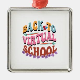 Zurück zur virtuellen Schule Ornament Aus Metall