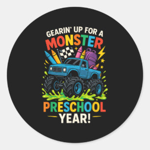 Zurück zur Vorschule Pre-k Monster Truck erste Runder Aufkleber