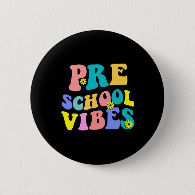 Zurück zur Vorschule Vibes Studentenlehrerin Ret Button (Vorderseite)